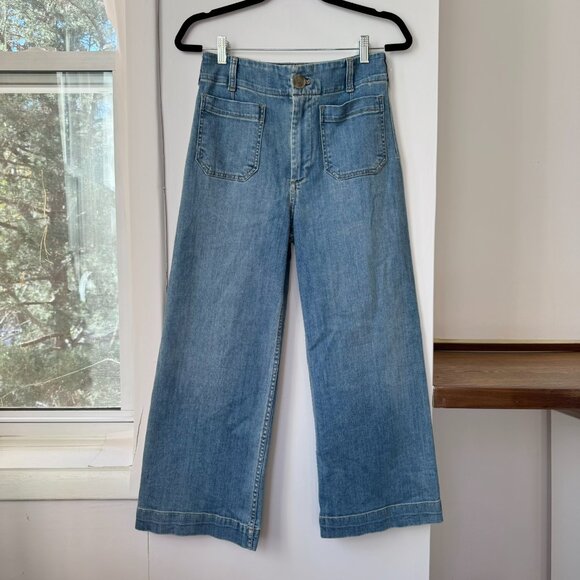 Anthropologie The Colette Crop Wide-Leg Jeans Palms Wash 29 - Picture 6 of 12